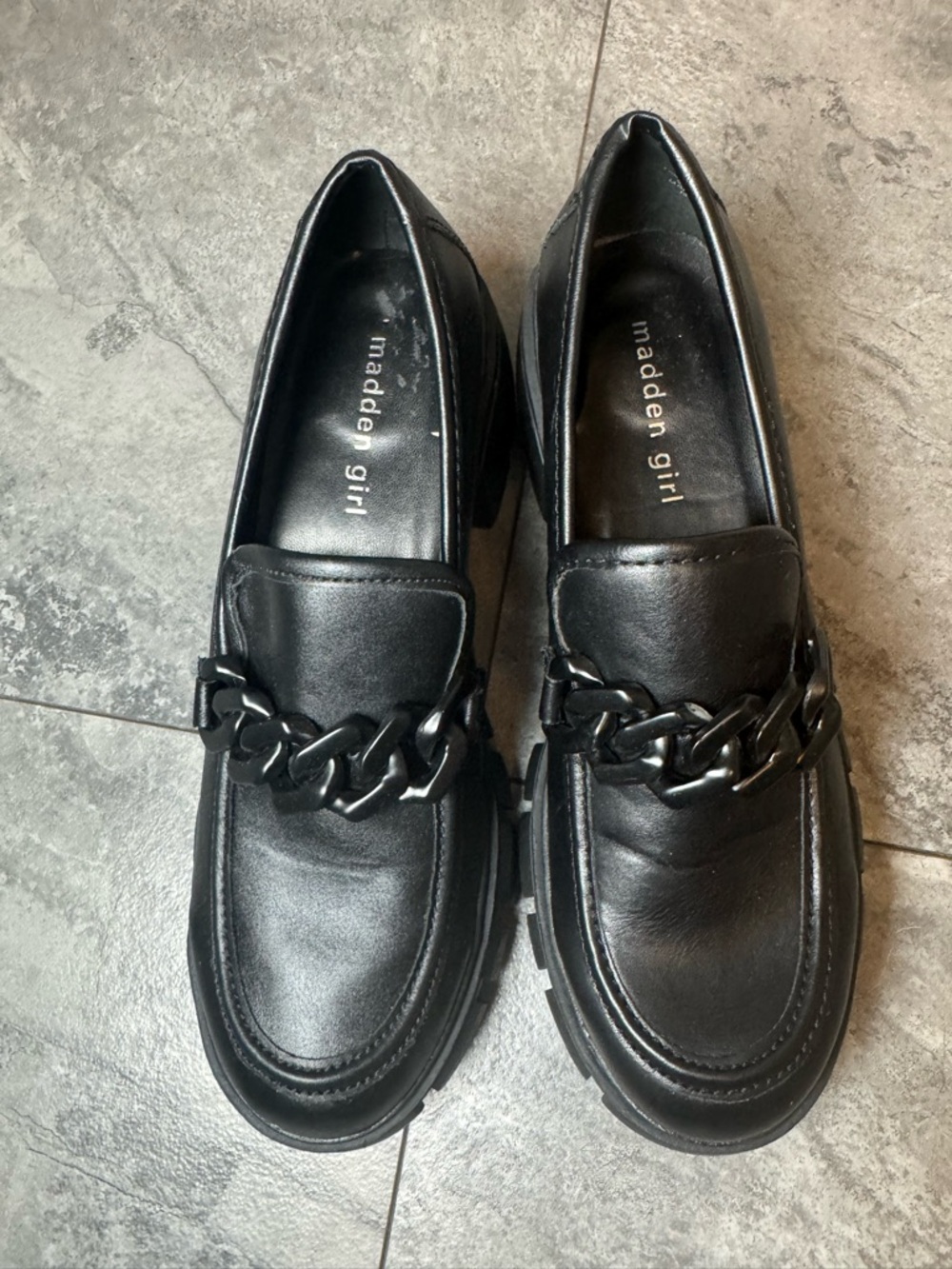 Madden Girl Black Slip-On Loafers with Subtle Stitching